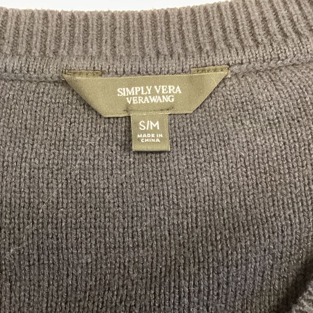 Simply Vera Vera Wang Navy V-Neck Knit Sweater Sz S/M - Picture 9 of 9